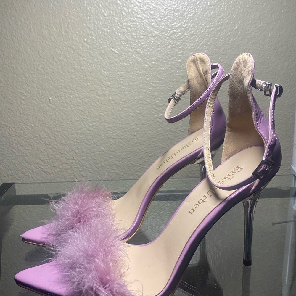 ERIKEN URBAN Elegant Lavender Feathered Heels - Picture 3 of 5